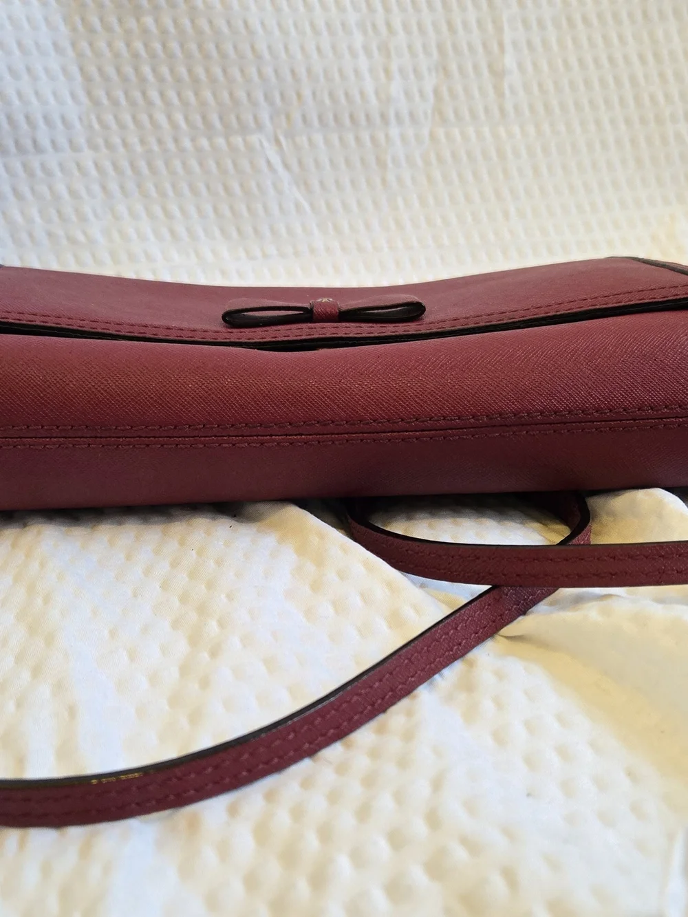 kate spade Burgundy Saffiano Bow Chain Crossbody